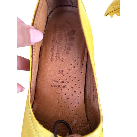 Spring Step Yellow Loafer Shoes with Ties